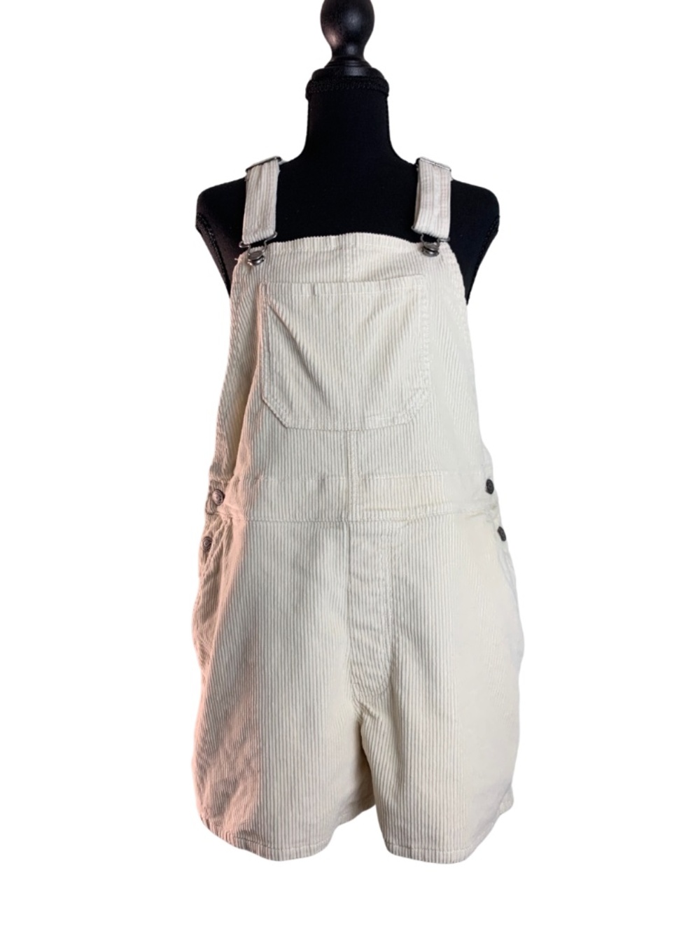 Hollister Cream High Rise Vintage Short Corduroy Romper Womens L Y2K Cottagecore
